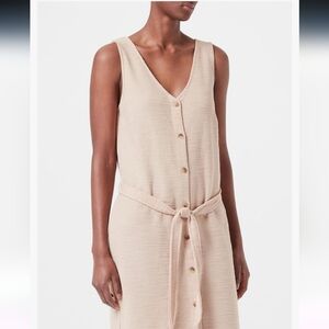 ICHI IHALABAMA OFF WHITE BUTTON DOWN DRESS MINIMALISM STYLE SLEEVELESS SZ LARGE
